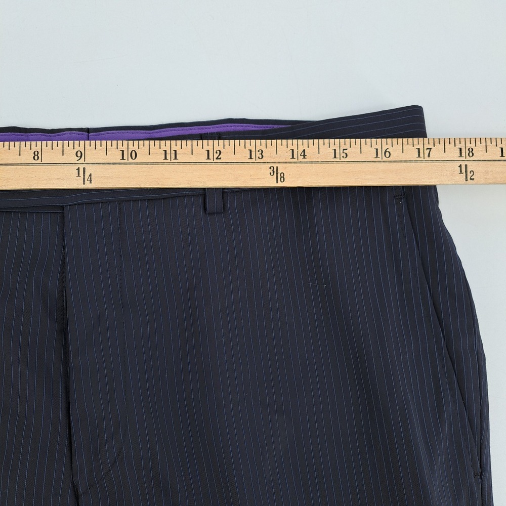 Ted Baker Endurance Dress Pants Mens 35R 100% Wool Navy Blue Pinstripe Jim CT - Picture 6 of 12